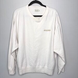 MEJURI Sweatshirt Size XL Cream Golden Logo Pullover Casual Athleisure Canada